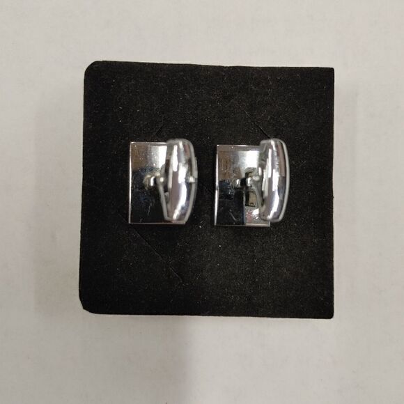 MEN'S CARRELLI WHITE STONE SQUARE CUFFLINKS. - Picture 3 of 3